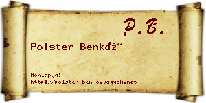 Polster Benkő névjegykártya